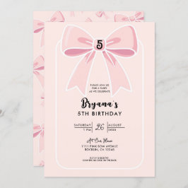 ピンクボウズキュートコケットコテージバースデーパーティー 招待状