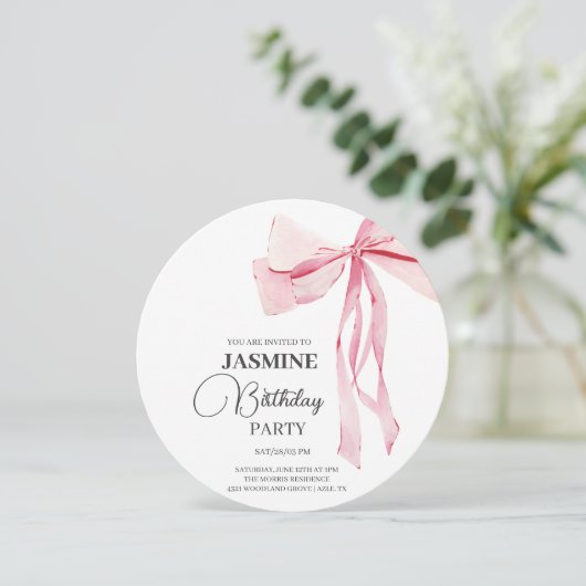 ピンクボウズトレンディーガールバースデーパーティー サンキューカード (スタンド正面)