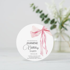 ピンクボウズトレンディーガールバースデーパーティー サンキューカード