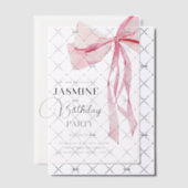 ピンクボウズトレンディーガールバースデーパーティー ベラム紙招待状 (オフセット (招待状))
