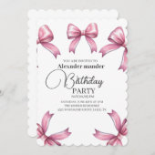 ピンクボウズトレンディーガールバースデーパーティー 招待状 (正面/裏面)