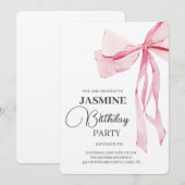 ピンクボウズトレンディーガールバースデーパーティー 招待状 (正面/裏面)