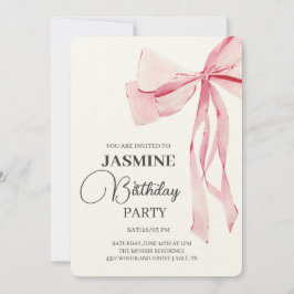 ピンクボウズトレンディーガールバースデーパーティー 招待状