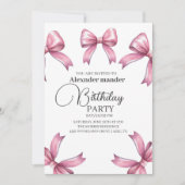 ピンクボウズトレンディーガールバースデーパーティー 招待状 (正面)