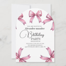 ピンクボウズトレンディーガールバースデーパーティー 招待状