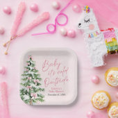 ピンクボウズ女の子ベビー寒い外の赤ちゃんシャワー ペーパープレート (パーティー)