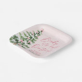 ピンクボウズ女の子ベビー寒い外の赤ちゃんシャワー ペーパープレート (傾斜あり)