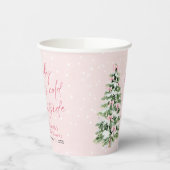 ピンクボウズ女の子ベビー寒い外の赤ちゃんシャワー 紙コップ (左)