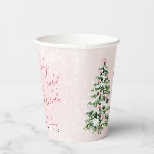 ピンクボウズ女の子ベビー寒い外の赤ちゃんシャワー 紙コップ (右)