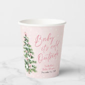 ピンクボウズ女の子ベビー寒い外の赤ちゃんシャワー 紙コップ (正面)