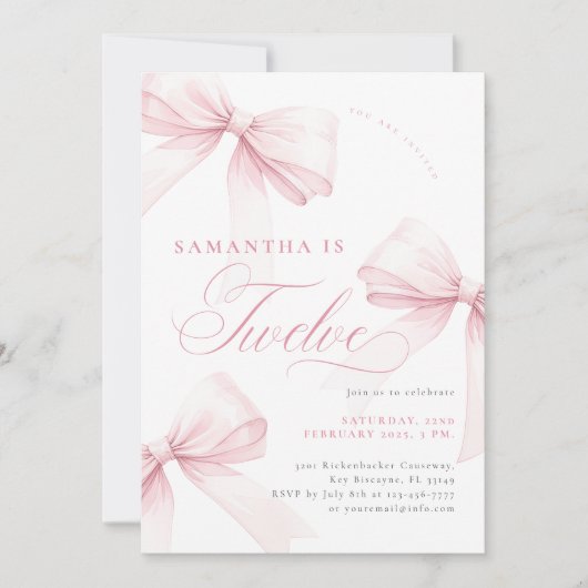 ピンクボウズ12誕生日 招待状 (正面)