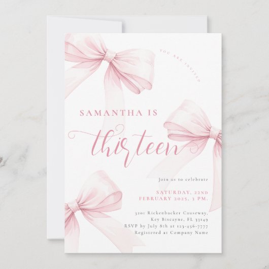 ピンクボウズ13誕生日 招待状 (正面)