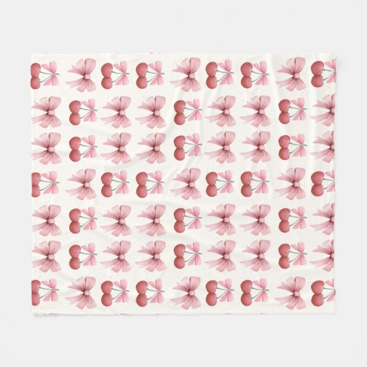 ピンクボウズ&さくらんぼコケガーリーット フリースブランケット (正面(横))