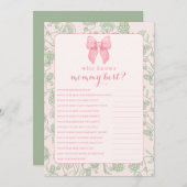 ピンクボウセージ緑の赤ちゃん女の子シャワーゲーム 招待状 (正面/裏面)