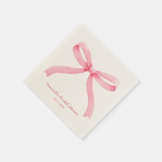 ピンクボウタイイングザノットブライダルシャワーナプキンス スタンダードカクテルナプキン (角)
