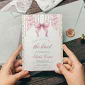 ピンクボウタイイングザノットヴィンテージブライダルシャワー 招待状