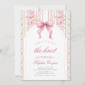 ピンクボウタイイングザノットヴィンテージブライダルシャワー 招待状 (正面)