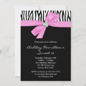 ピンクボウダイヤモンドハートゼブラスイート16 招待状 (正面)