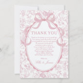 ピンクボウチャイノアイセ結婚リーフローラサンキューカード サンキューカード (正面)