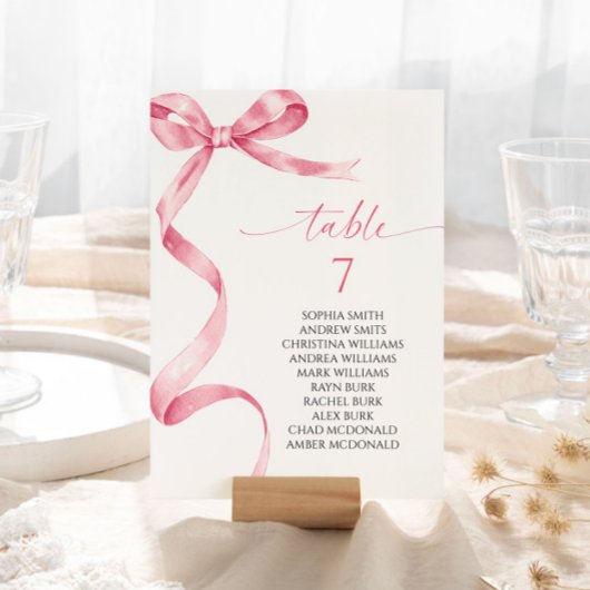 ピンクボウテーブル番号座席表 招待状