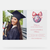 ピンクボウディスコボール卒業パーティー アクリルサイン (正面)