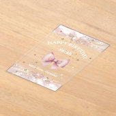 ピンクボウデザインハッピーバースデーカード アクリル招待状 (レイダウン)