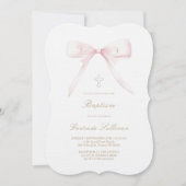 ピンクボウデザイン | バプテスマ 招待状 (正面)