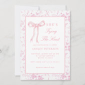 ピンクボウトイレザノットのブライダルシャワー 招待状 (正面)