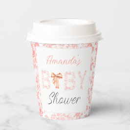 ピンクボウトイレデジュイフローラベビーシャワー 紙コップ