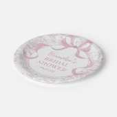 ピンクボウトワールフローラブライダルシャワー紙プレート ペーパープレート (アングル)