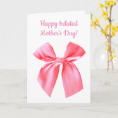 ピンクボウハッピーベレーテッドマザーズデイ カード (黄色い花)