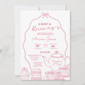 ピンクボウハンドドードルAベビーは醸造ベビーショウ 招待状 (正面)