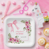 ピンクボウバラフローラグリーナリーガールズ誕生日 ペーパープレート (パーティー)