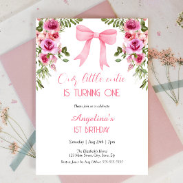 ピンクボウバラフローラリトルかわいこちゃん誕生日 招待状