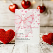 ピンクボウバレンタインズファースト誕生日招待状 シーズンカード