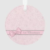 ピンクボウパステルベビー1stクリスマス写真テンプレート オーナメント (裏面)
