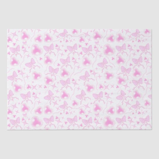 ピンクボウパターンかわいいハートとリボン 薄葉紙 (正面)