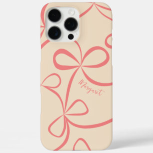 ピンクボウパターン名前をカスタムする iPhone 16 PRO MAXケース