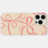 ピンクボウパターン名前をカスタムする Case-Mate iPhoneケース (裏面 (横))