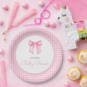 ピンクボウパーソナライズされたガール赤ちゃんシャワー ペーパープレート (パーティー)