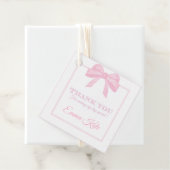 ピンクボウパーソナライズされたパーティーフェイスベビーサンキューラベル フェイバータグ (インサイチュ)