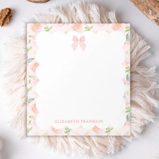 ピンクボウパーソナライズされたフローラベビー文房具 ノートパッド