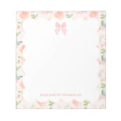 ピンクボウパーソナライズされたフローラベビー文房具 ノートパッド (正面)
