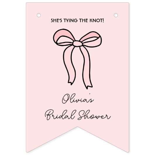 ピンクボウパーソナライズされたブライダルシャワーフォトバナー バンティングフラッグ (第1の旗)