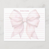 ピンクボウパーソナライズされたブライダルシャワーレシピカード (裏面)