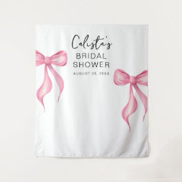 ピンクボウパーソナライズされたブライダルシャワー大背景 タペストリー