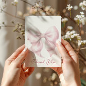 ピンクボウパーソナライズされたブライダルシャワー サンキューカード