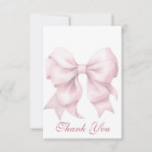 ピンクボウパーソナライズされたブライダルシャワー サンキューカード (正面)