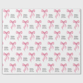 ピンクボウパーソナライズされたブライダルシャワー ラッピングペーパー (フラット)