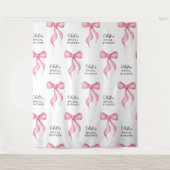 ピンクボウパーソナライズされたブライダルシャワーXL背景 タペストリー (正面)